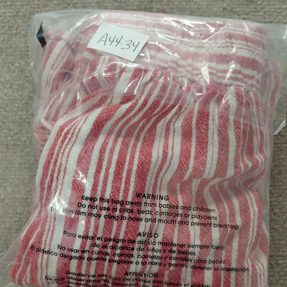 Terra & Sky Red Vertical Stripe Elastic Waist Womens 1X 16/18 Linen Shorts Beach - Picture 9 of 9